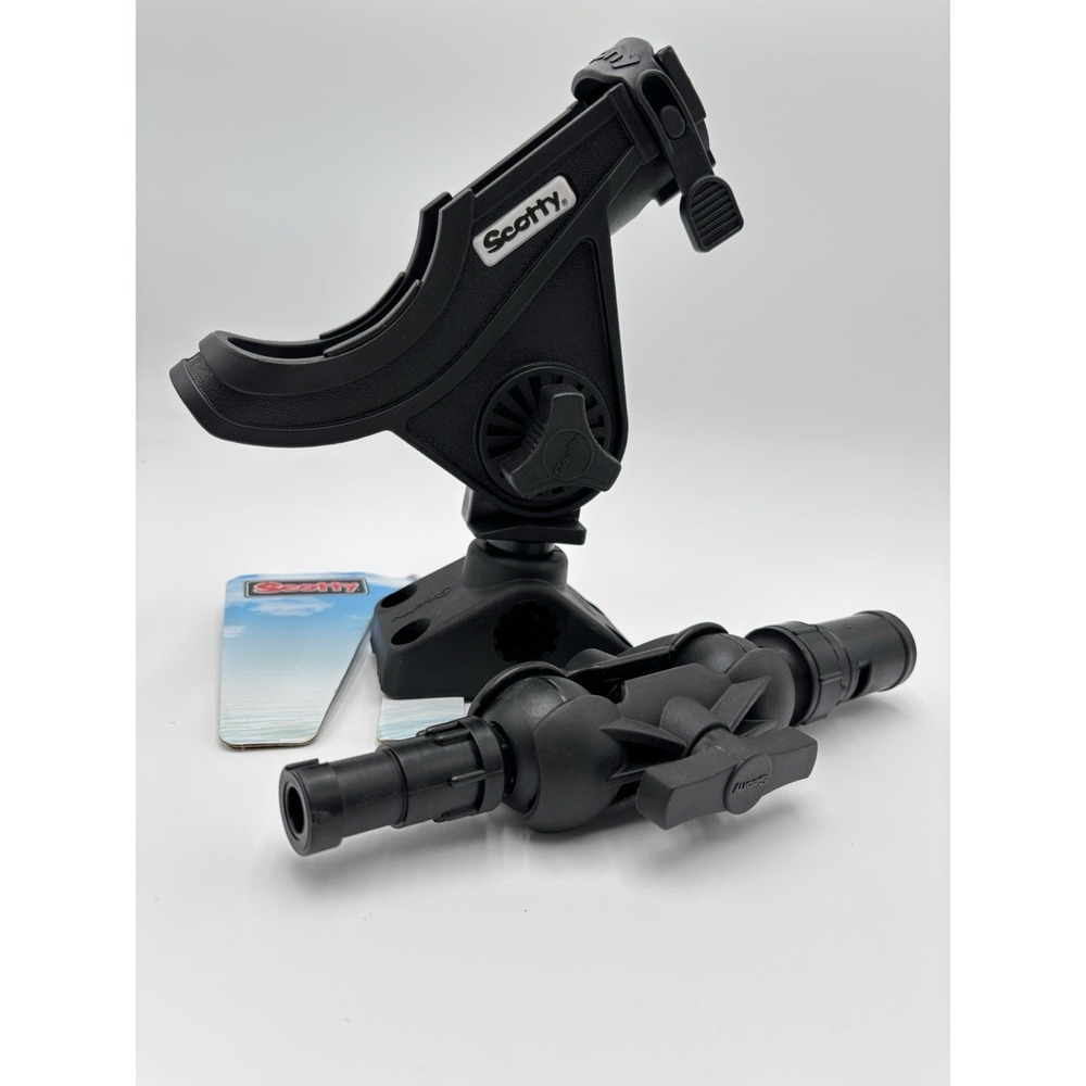 Scotty 280 Rod Holder w/ 241 Deck Mount & RAM 1" Ball Double Socket Arm Boat